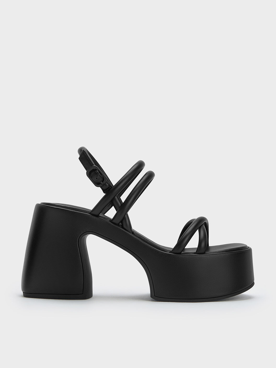 Black Nerissa Tubular Platform Sandals CHARLES KEITH TH