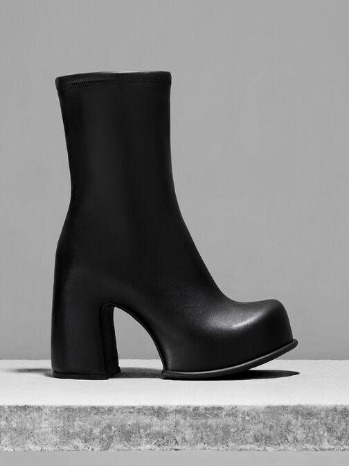 Pixie Platform Ankle Boots, สีดำ, hi-res