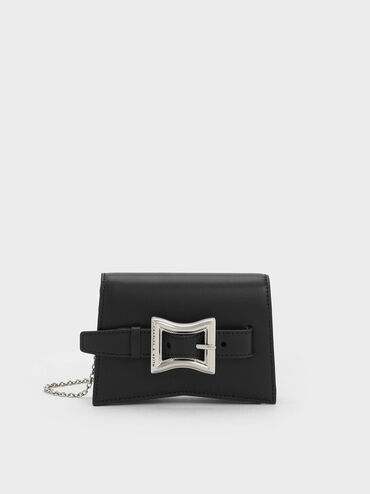 Xanthe Geometric Belted Wallet, Black, hi-res