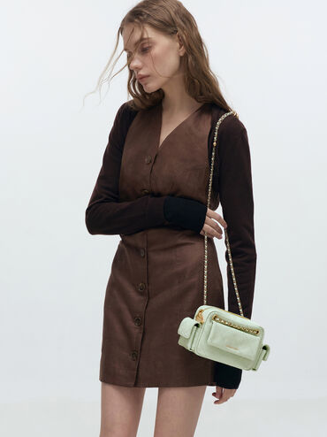 กระเป๋าสะพายข้างลายควิลท์รุ่น Duo, สีมินท์กรีน, hi-res