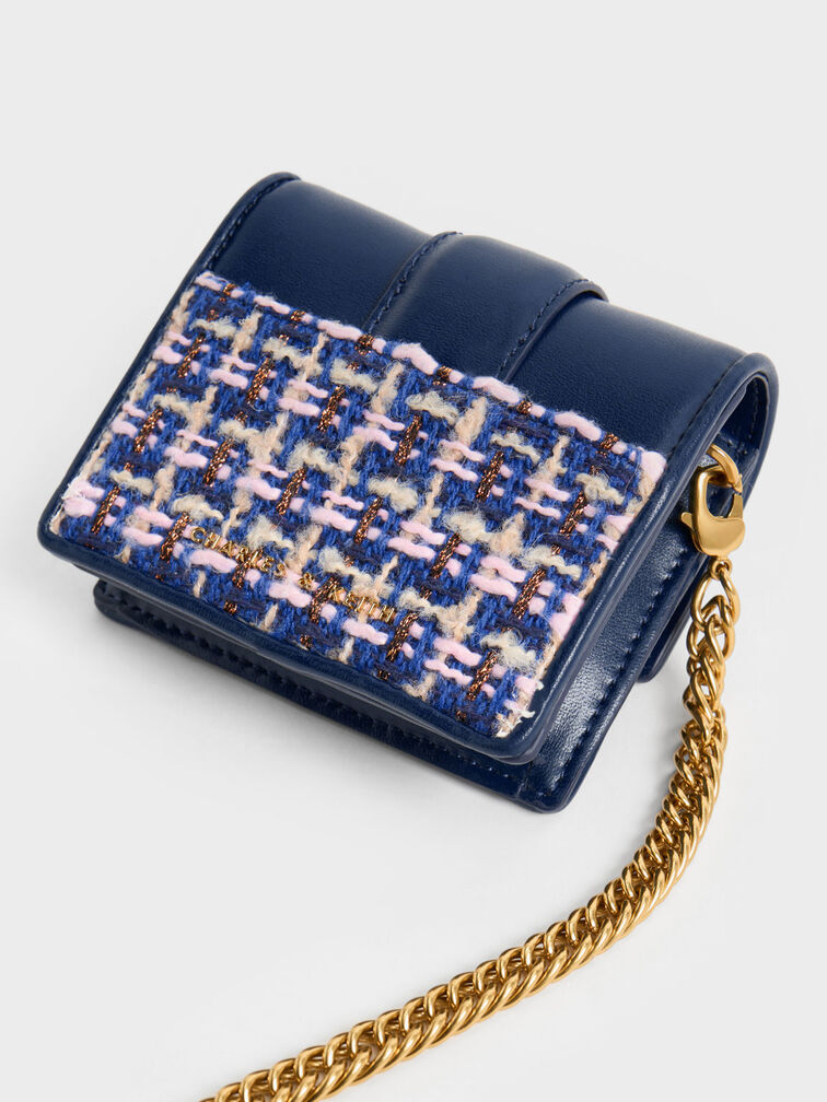 Gabine Tweed Chain-Link Cardholder, , hi-res