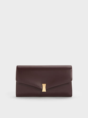 Lilibet Metallic-Accent Chain-Strap Long Wallet, Plum, hi-res