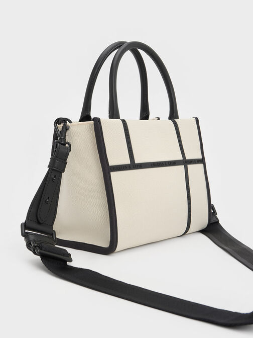 Avenue Contrast-Trim Tote Bag, Cream, hi-res