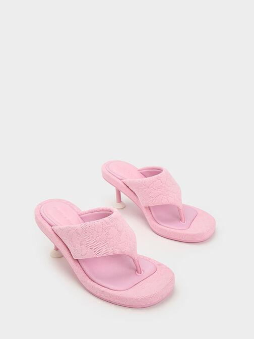 Noemi Knitted Spool Heel Sandals, สีชมพู, hi-res
