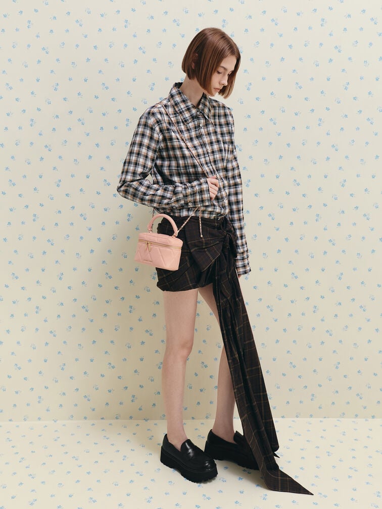 Arwen Quilted Top Handle Vanity Bag, Pink, hi-res