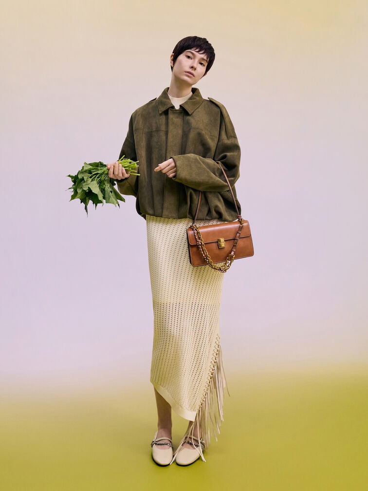 Acelynn Rope-Chain Shoulder Bag, Distressed Tan, hi-res