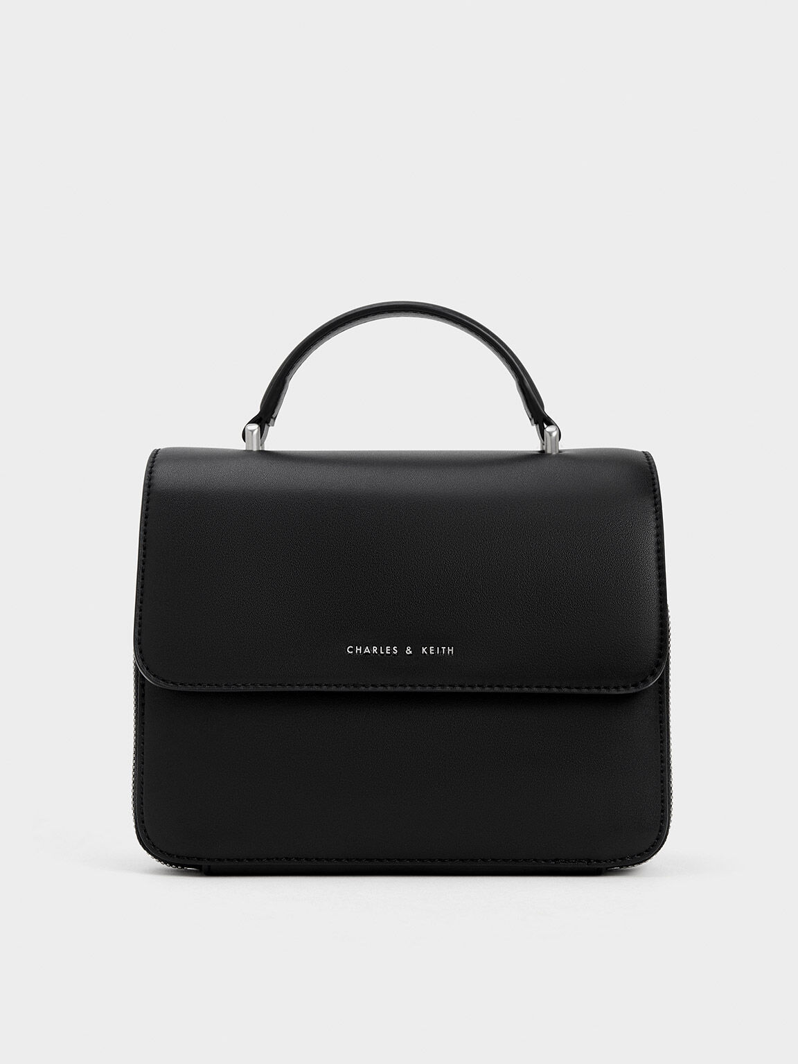 Noir Octavia Front Flap Top Handle Bag CHARLES KEITH TH