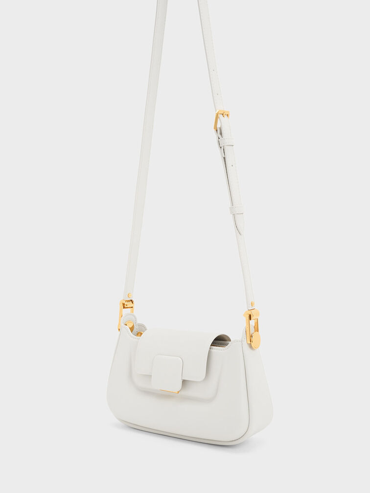 กระเป๋าถือพร้อมตัวล็อคแบบกดรุ่น Koa, สีขาว, hi-res