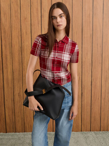 กระเป๋าโท้ทรุ่น Edna, สีดำ, hi-res