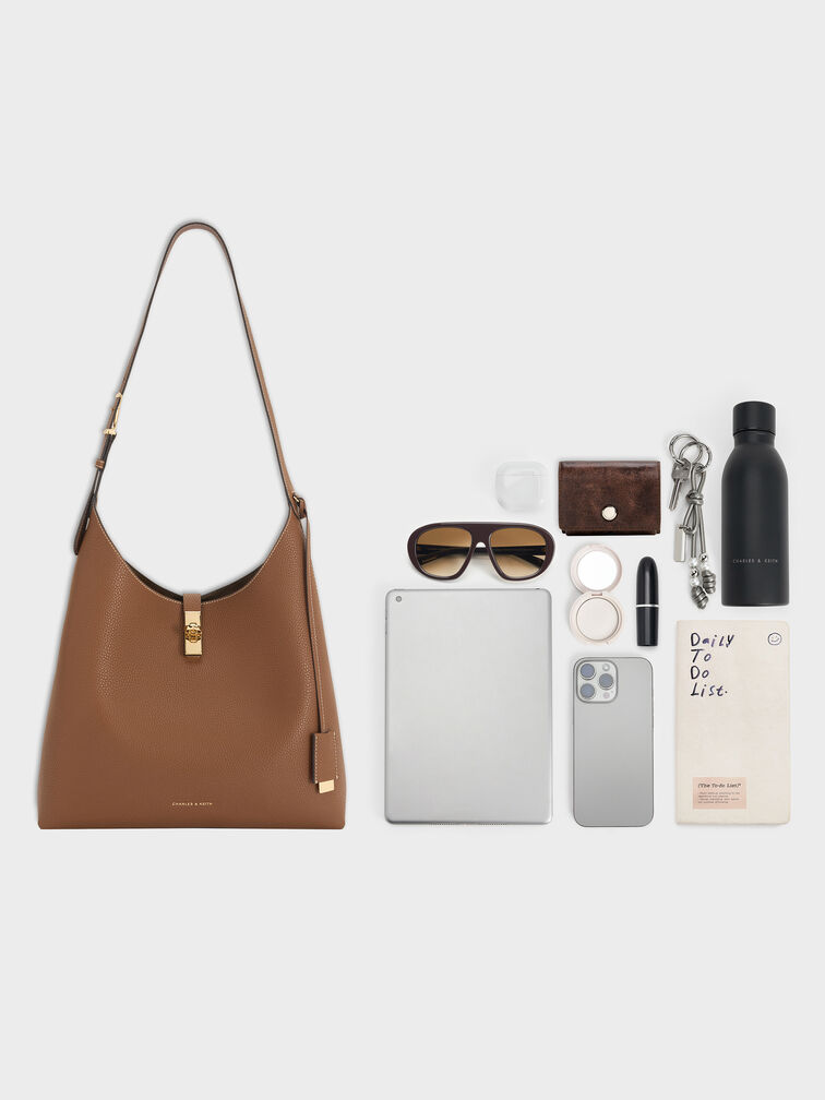 Chance Turn-Lock Hobo Bag, Chocolate, hi-res