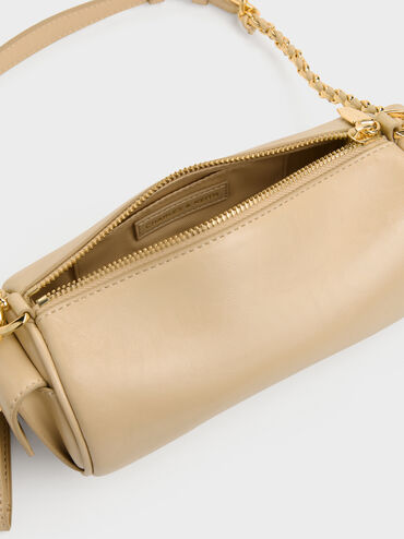Lottie Side-Pocket Chain Shoulder Bag, Sand Beige, hi-res