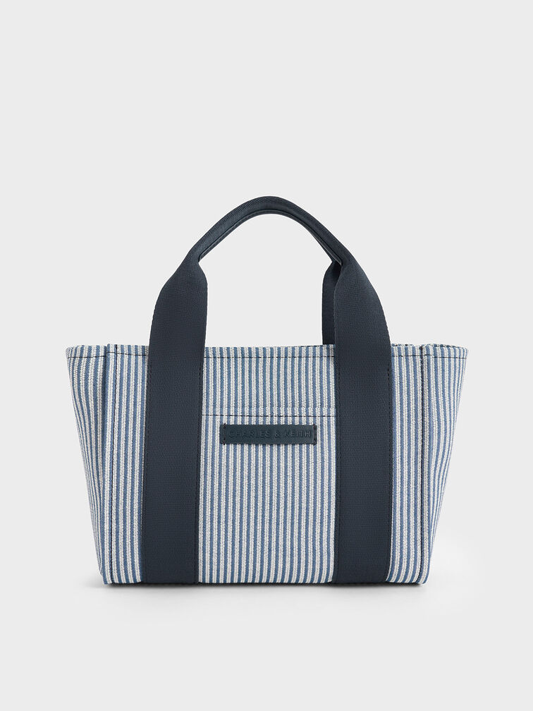 Kay Striped Tote Bag, Blue, hi-res