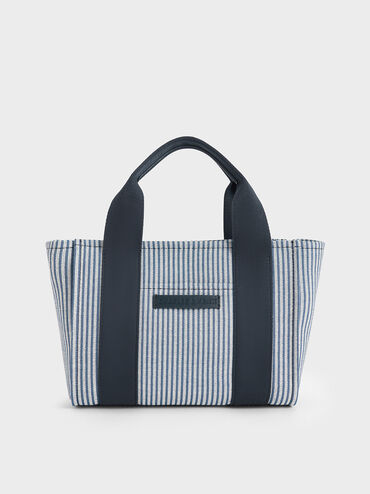Kay Striped Tote Bag, Blue, hi-res