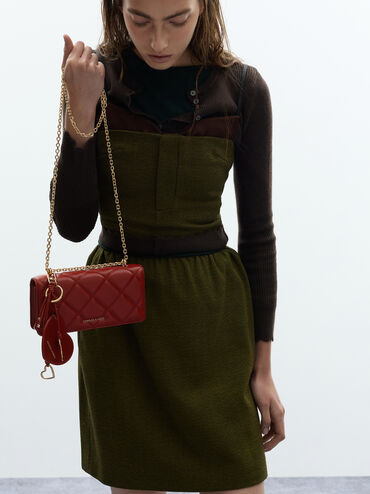 ชาร์มรูปกุญแจและหัวใจรุ่น Ciara, สีเบอร์กันดี, hi-res