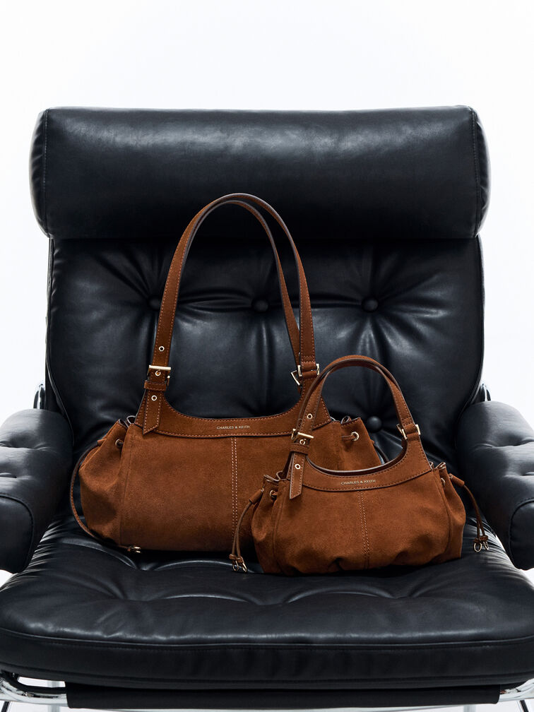 Lillith Drawstring Tote Bag, Pecan Brown, hi-res
