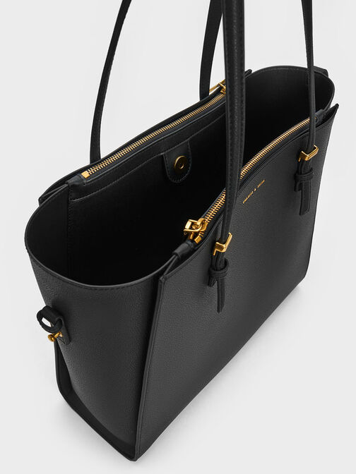 กระเป๋าโท้ทรุ่น Sansa, สีดำ, hi-res