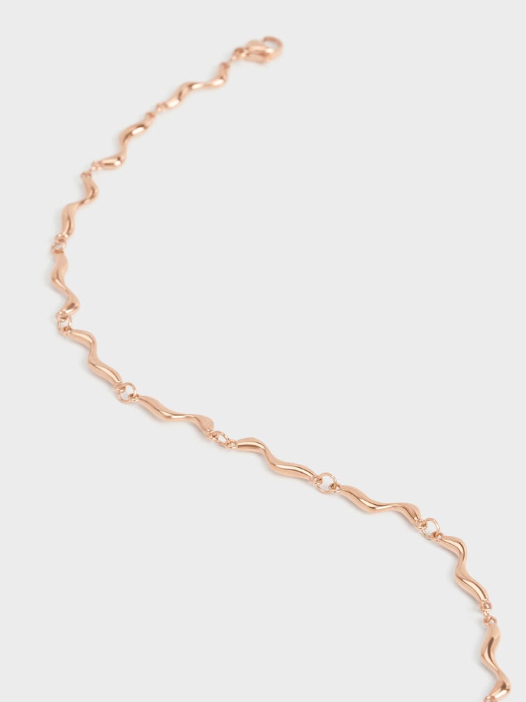 Emilia Wavy Necklace, Rose Gold, hi-res