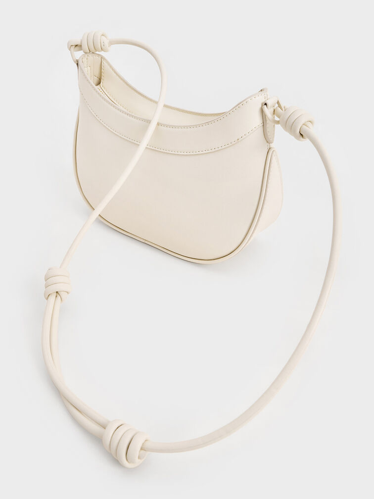 Sabine Knotted-Strap Curved Shoulder Bag, Cream, hi-res