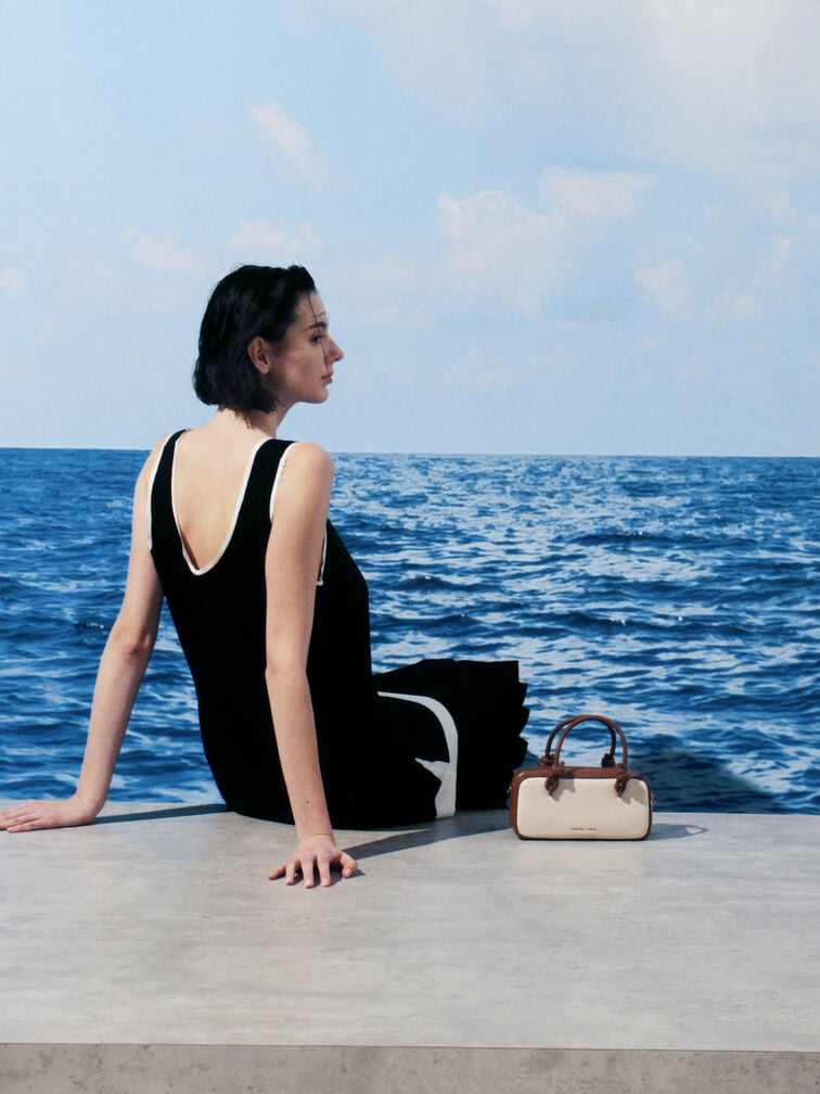 Sammie Canvas Knotted-Handle Elongated Bag, Taupe Canvas, hi-res