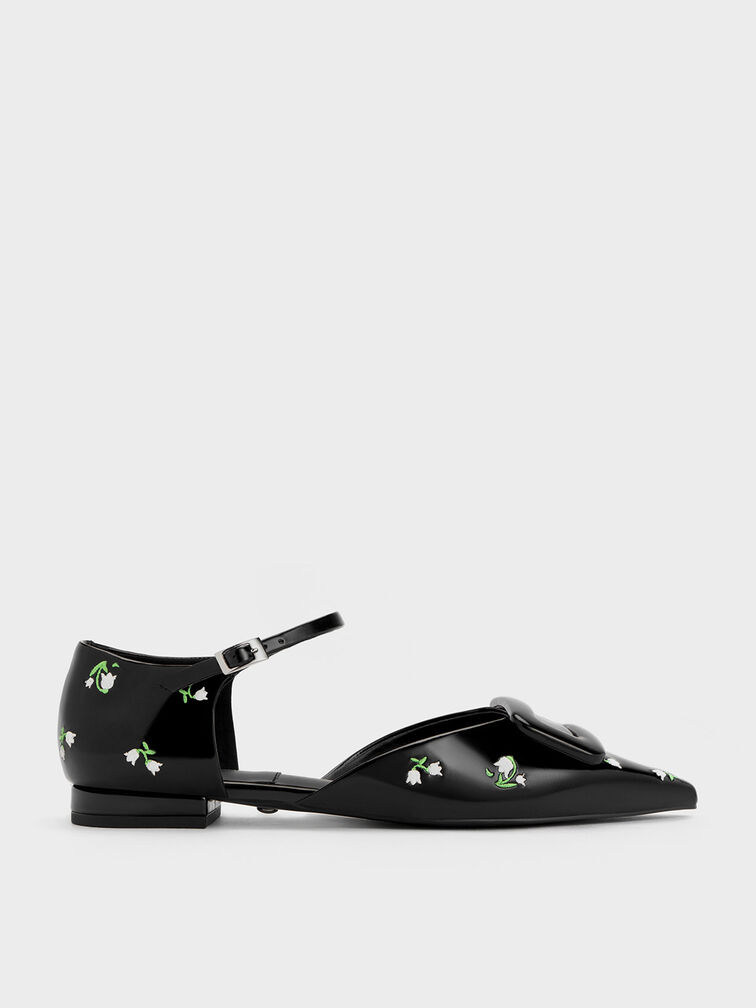 Rosalie Leather Floral D'Orsay Flats, , hi-res