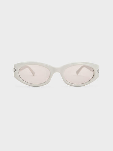 แว่นตากันแดดกรอบทรงรีรุ่น Edie, สีชอล์ค, hi-res