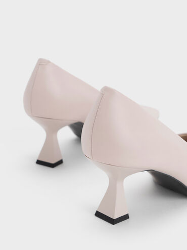 Pointed-Toe Flare Heel Pumps, สีนู้ด, hi-res