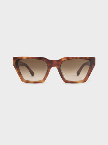 Recycled Acetate Tortoiseshell Angular Sunglasses, T. Shell, hi-res