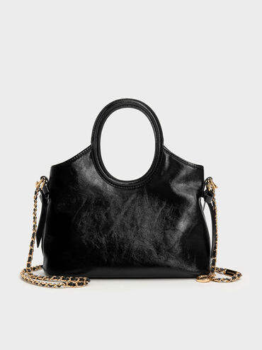 Mini Dalia Bow Oval-Handle Tote Bag, Black, hi-res
