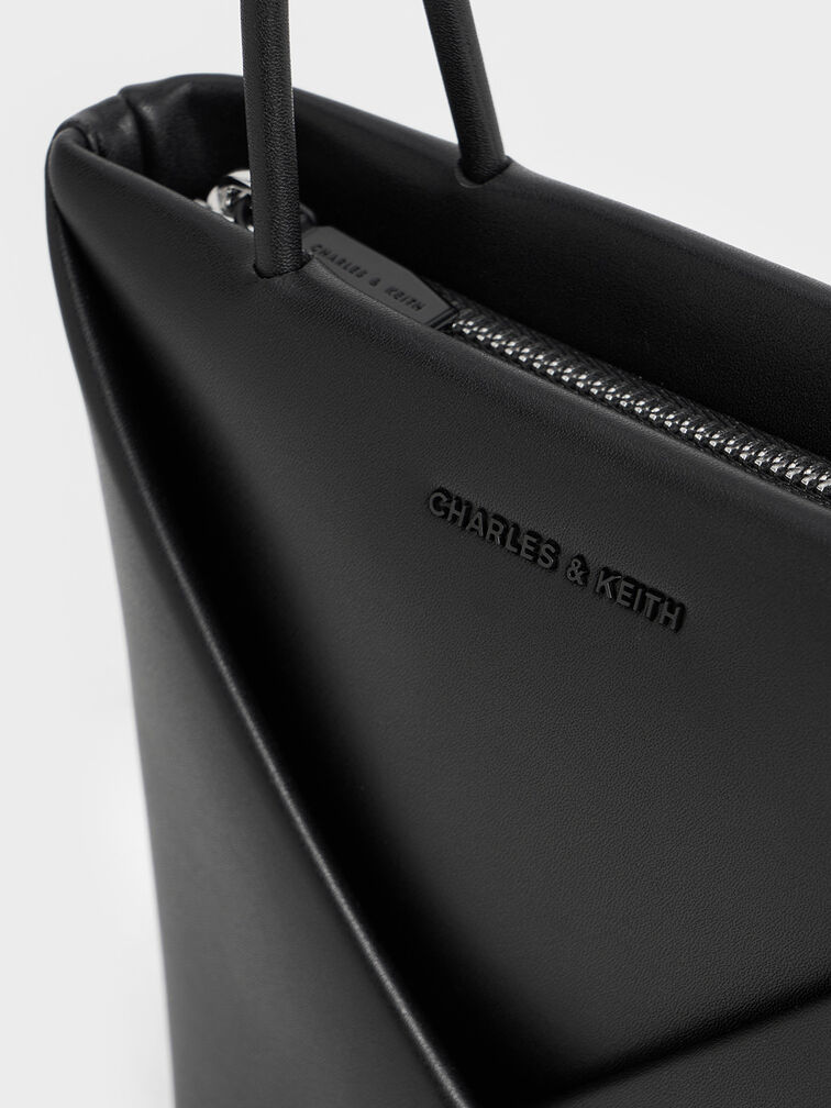 Midori Geometric Elongated Tote Bag, Jet Black, hi-res