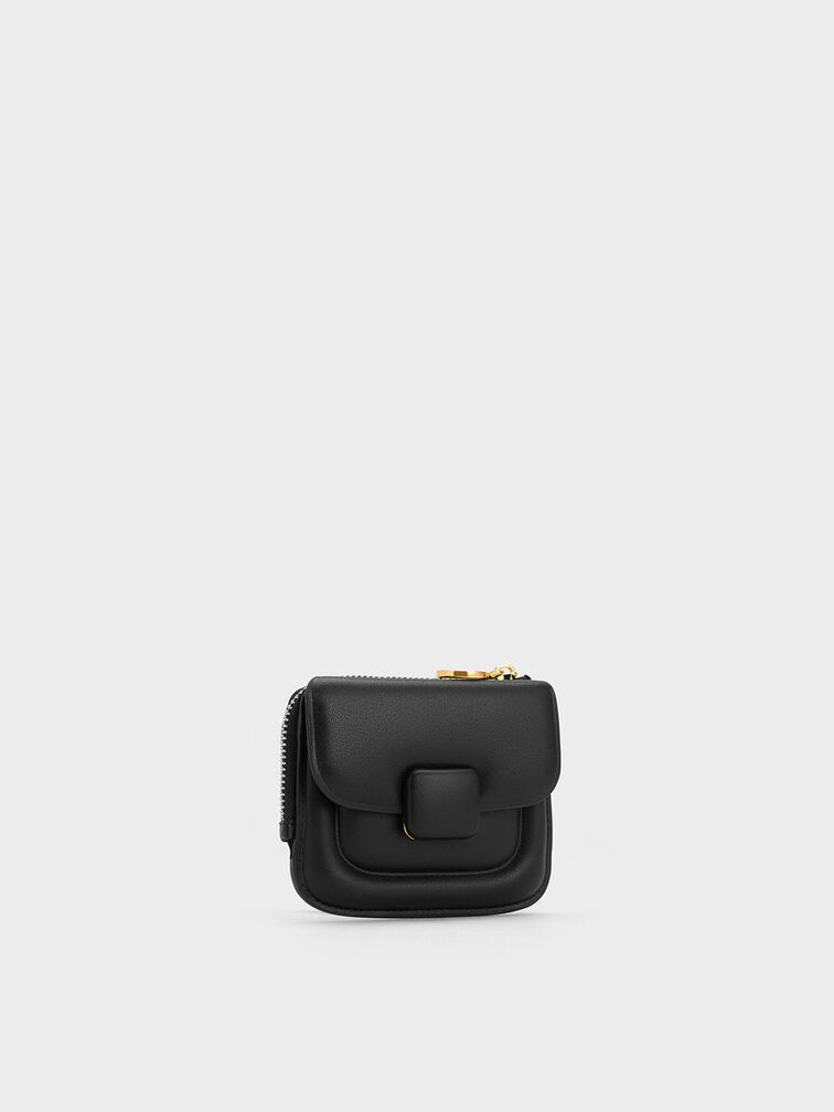 Koa Square Card Holder, สีดำ, hi-res