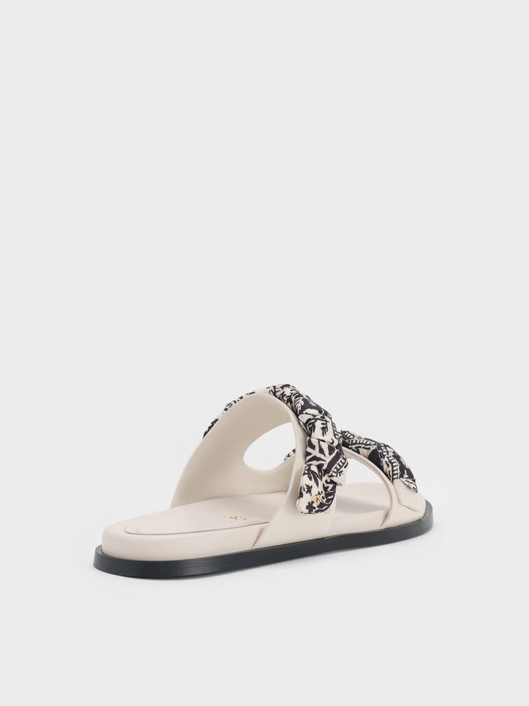 Tayari Leather Printed Double-Strap Sandals, Chalk, hi-res