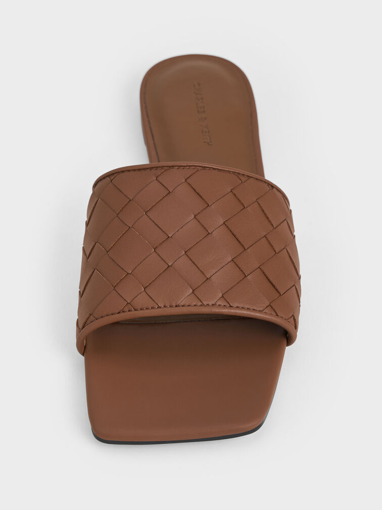 Ivette Woven Slide Sandals, Caramel, hi-res