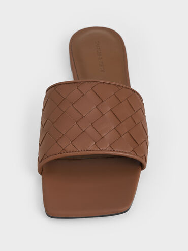 Ivette Woven Slide Sandals, Caramel, hi-res
