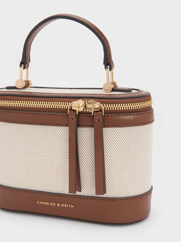 Enola Canvas Top Handle Vanity Bag, Chocolate, hi-res
