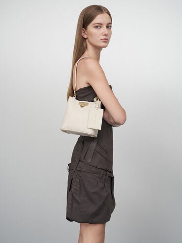 Alcott Canvas Bucket Bag, Beige, hi-res