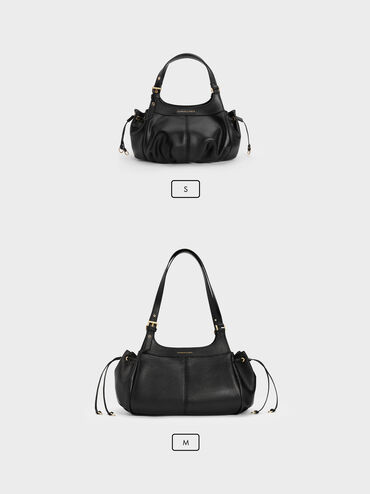 Lillith Drawstring Tote Bag, Black, hi-res