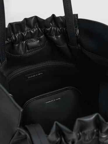 Brigette Ruched Tote Bag, Noir, hi-res