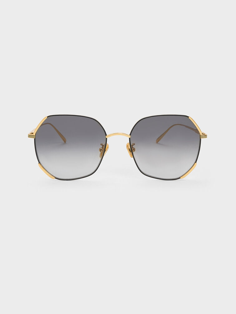 Geometric Wire-Frame Butterfly Sunglasses, , hi-res