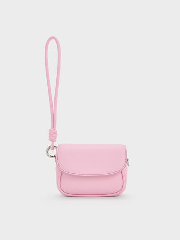 Sammie Knotted-Strap Wristlet, Bubble Gum Pink, hi-res