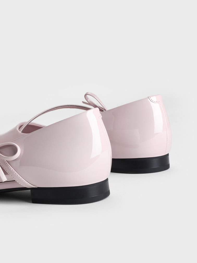 Patent Pointed-Toe Bow-Strap Flats, Light Pink, hi-res