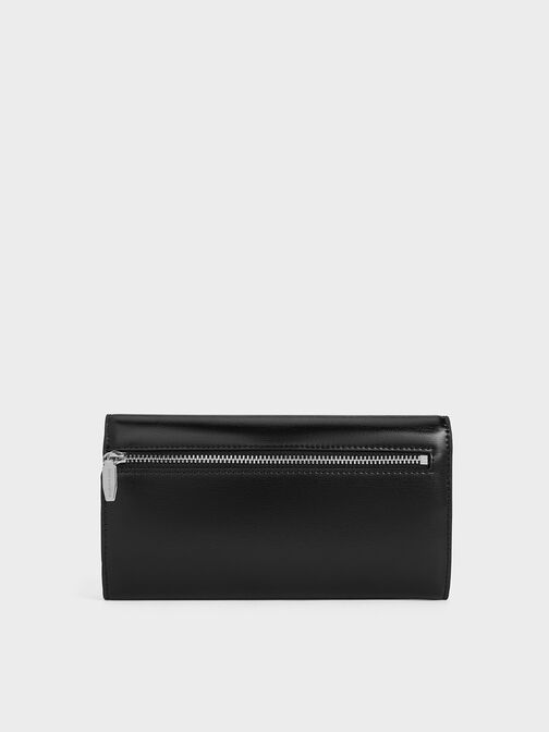 กระเป๋าสตางค์ใบยาวรุ่น Irie, สีดำอะไหล่สีเงิน, hi-res