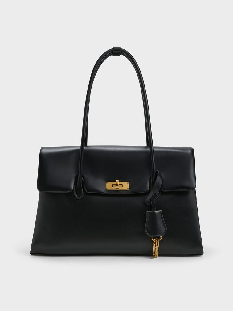 Kerry Trapeze Tote Bag, Black, hi-res