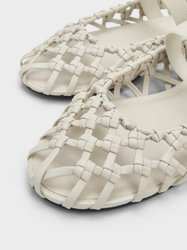 รองเท้าแมรี่เจนดีไซน์แบบสาน, สีชอล์ค, hi-res