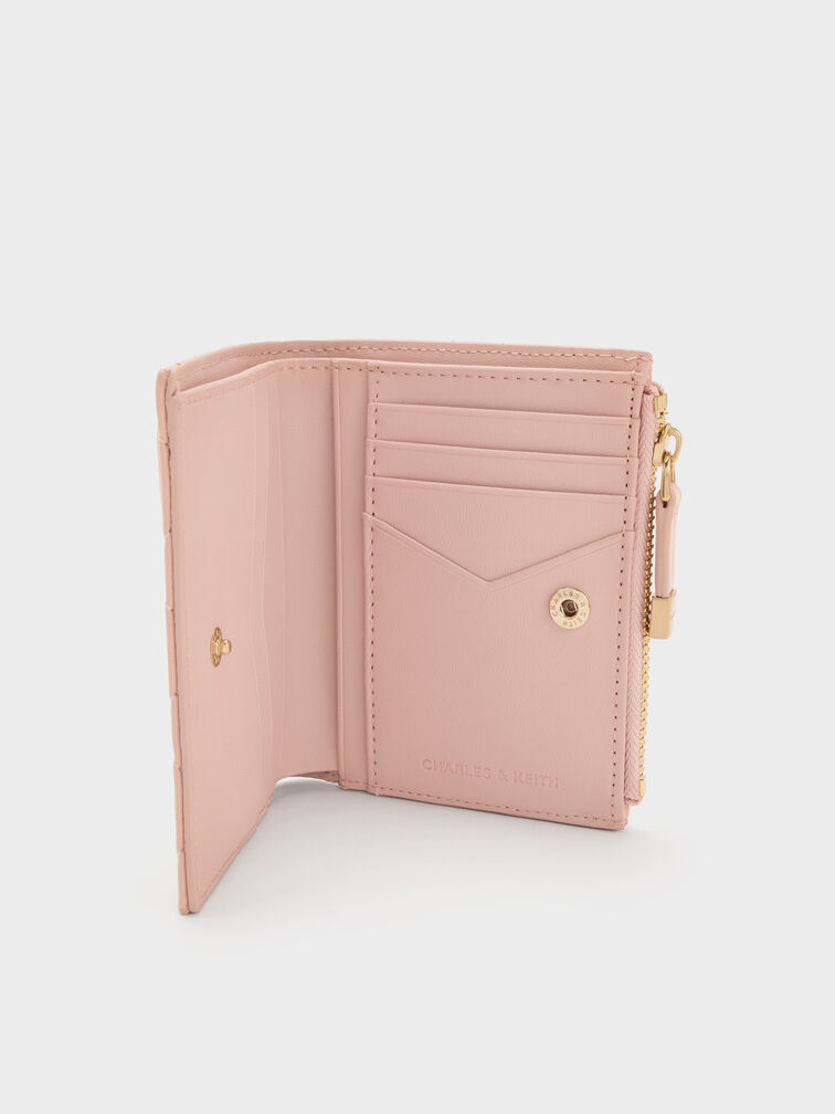 Alva Quilted Top-Zip Small Wallet, Pink, hi-res