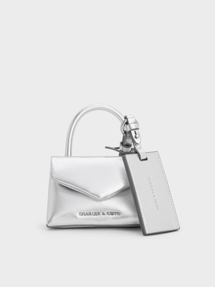 Andromeda Metallic Micro Bag Charm, Silver, hi-res