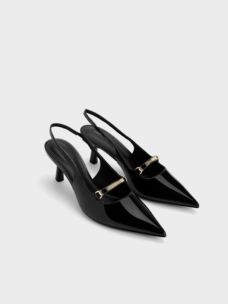 Patent Metallic Accent Slingback Pumps, , hi-res