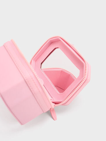 Geometric Boxy Top Handle Bag, สีชมพูอ่อน, hi-res