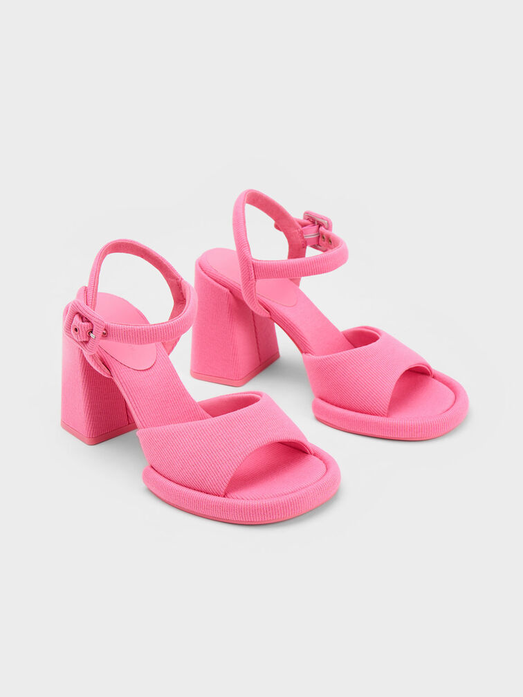 Sinead Woven Trapeze Heel Buckled Sandals, , hi-res
