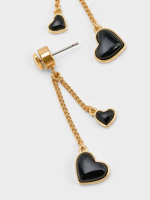Double Heart Stone Drop Earrings, , hi-res