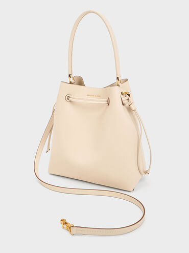 Bellamy Drawstring Hobo Bag, Beige, hi-res